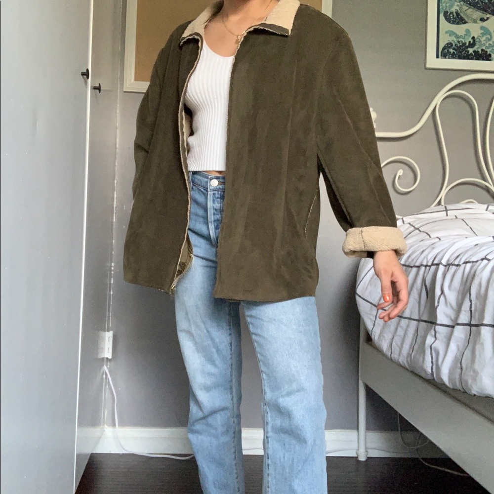 vintage olive green suade sweater